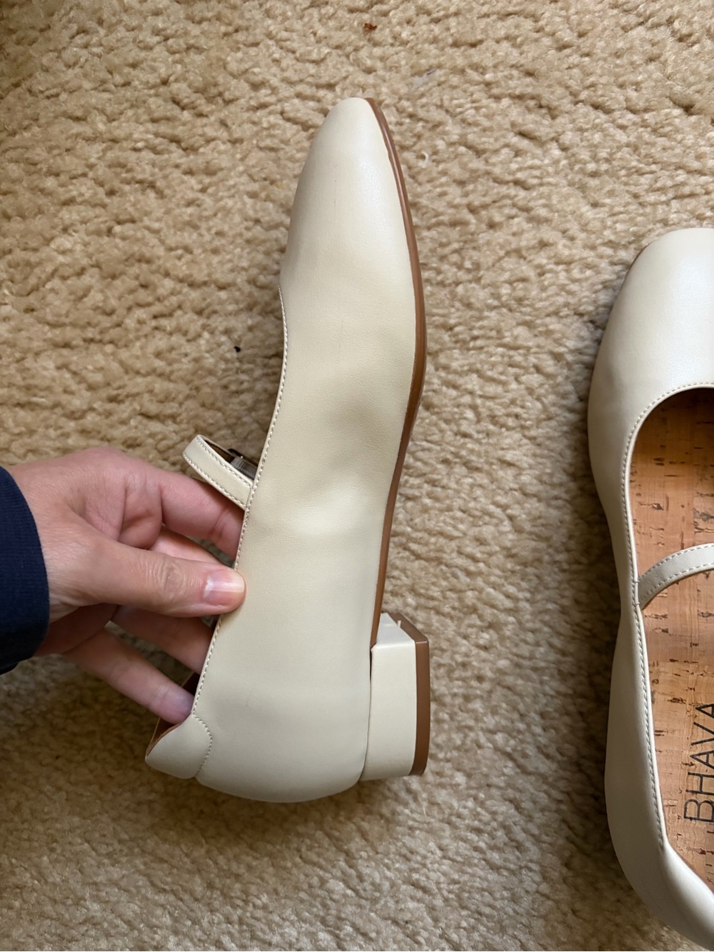 Bhava vegan leather ballet flats ivory UK 38 US 7.5 - 8 with bag - Picture 3 of 10